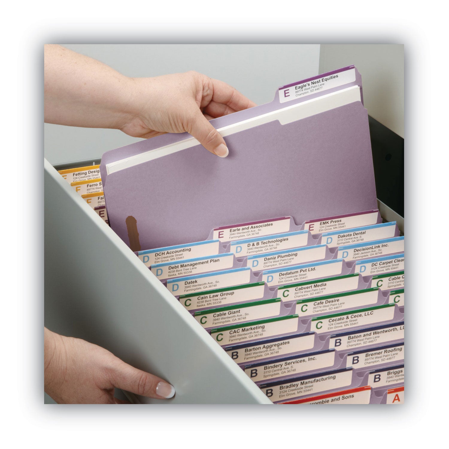 Smead Top Tab Colored Fastener Folders, 0.75" Expansion, 2 Fasteners, Letter Size, Lavender Exterior, 50/Box (12440)