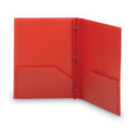 Smead Poly Two-Pocket Folder with Fasteners, 180-Sheet Capacity, 11 x 8.5, Red, 25/Box (87727)