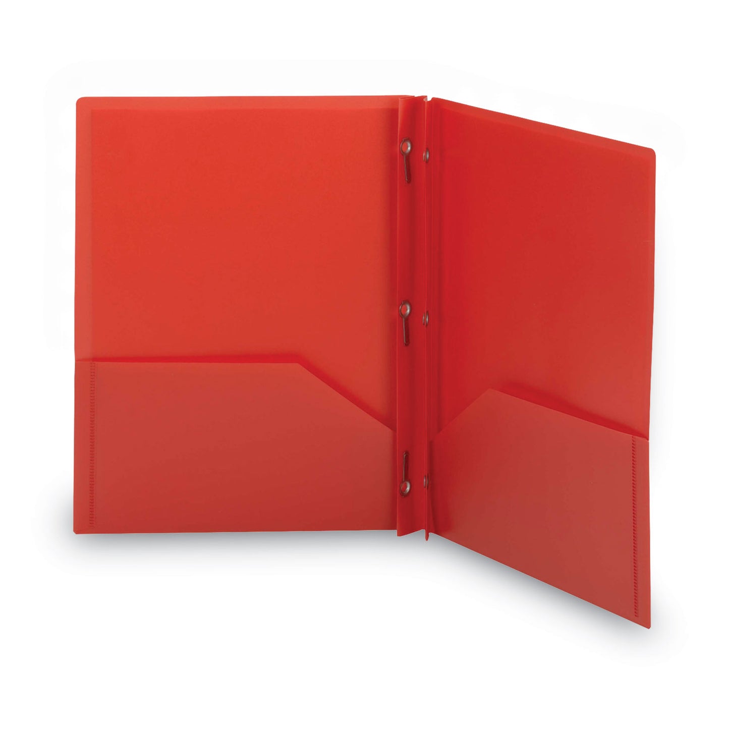 Smead Poly Two-Pocket Folder with Fasteners, 180-Sheet Capacity, 11 x 8.5, Red, 25/Box (87727)