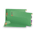 Smead Heavyweight Colored End Tab Fastener Folders, 0.75" Expansion, 2 Fasteners, Legal Size, Green Exterior, 50/Box (28140)