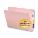 Smead Shelf-Master Reinforced End Tab Colored Folders, Straight Tabs, Letter Size, 0.75" Expansion, Pink, 100/Box (25610)