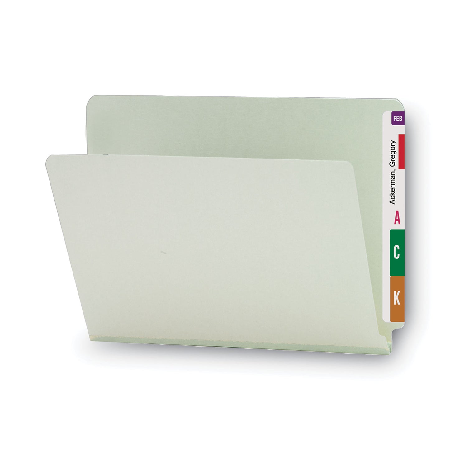 Smead Extra-Heavy Recycled Pressboard End Tab Folders, Straight Tabs, Letter Size, 1" Expansion, Gray-Green, 25/Box (26200)