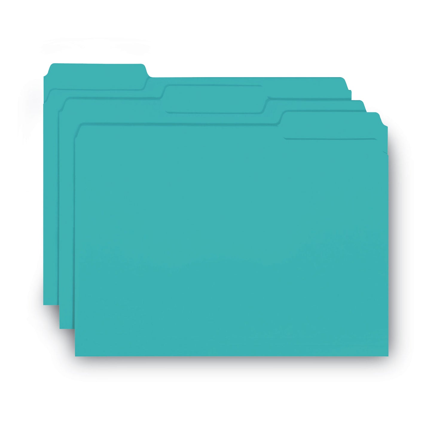 Smead Interior File Folders, 1/3-Cut Tabs: Assorted, Letter Size, 0.75" Expansion, Aqua, 100/Box (10235)