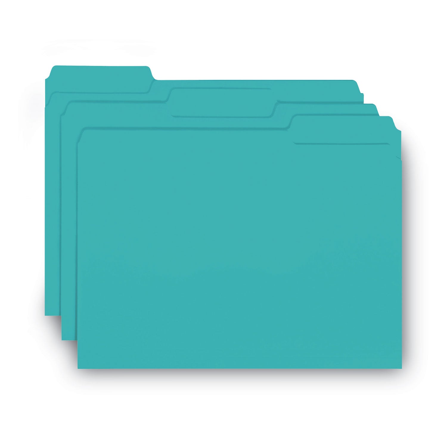 Smead Interior File Folders, 1/3-Cut Tabs: Assorted, Letter Size, 0.75" Expansion, Aqua, 100/Box (10235)