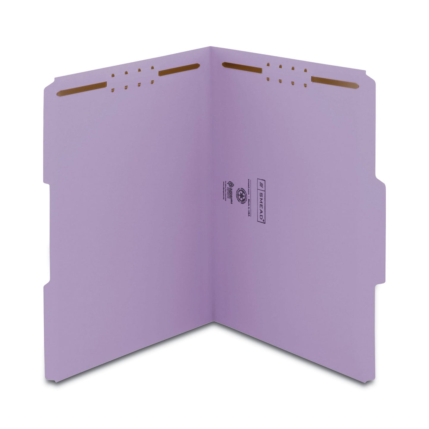 Smead Top Tab Colored Fastener Folders, 0.75" Expansion, 2 Fasteners, Letter Size, Lavender Exterior, 50/Box (12440)