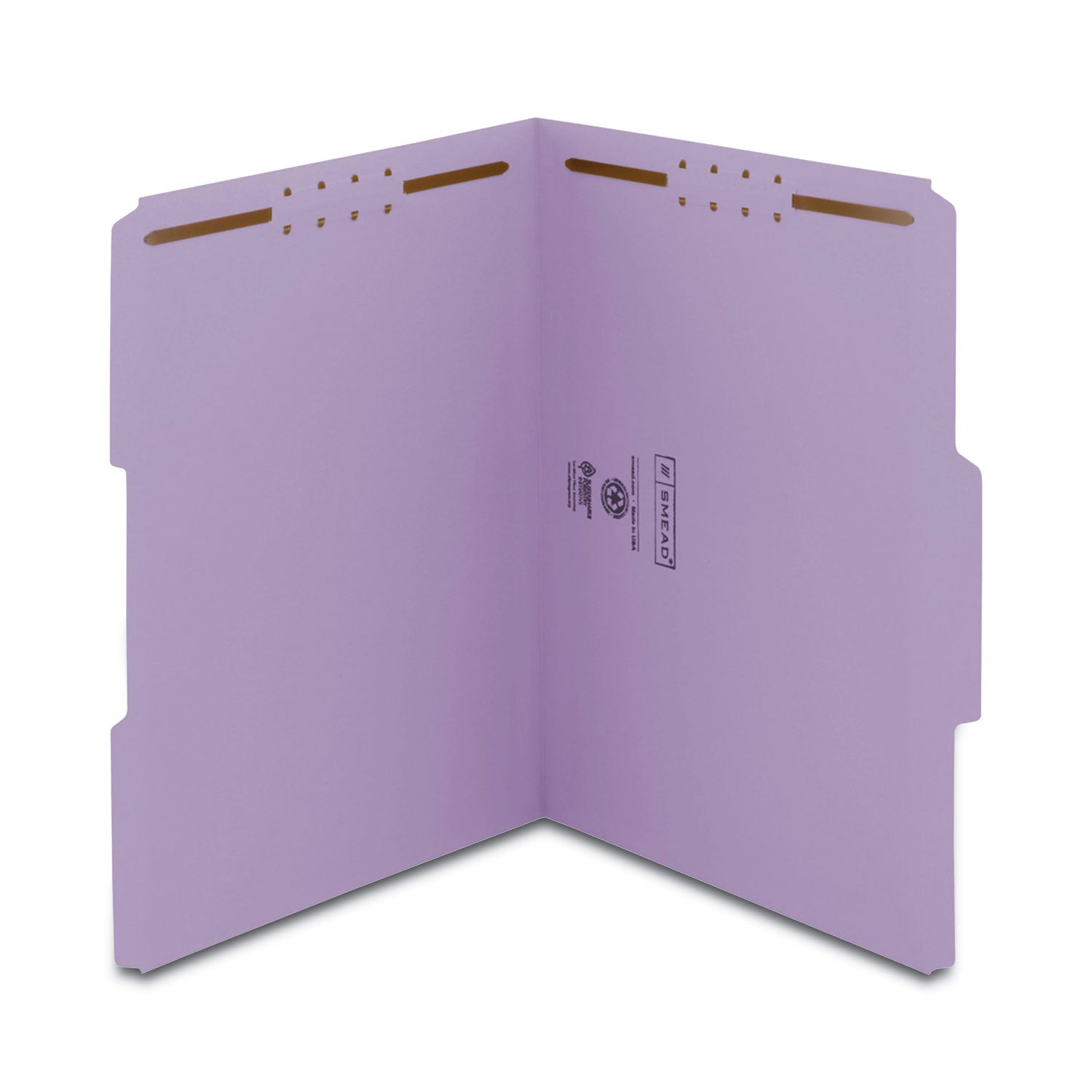 Smead Top Tab Colored Fastener Folders, 0.75" Expansion, 2 Fasteners, Letter Size, Lavender Exterior, 50/Box (12440)