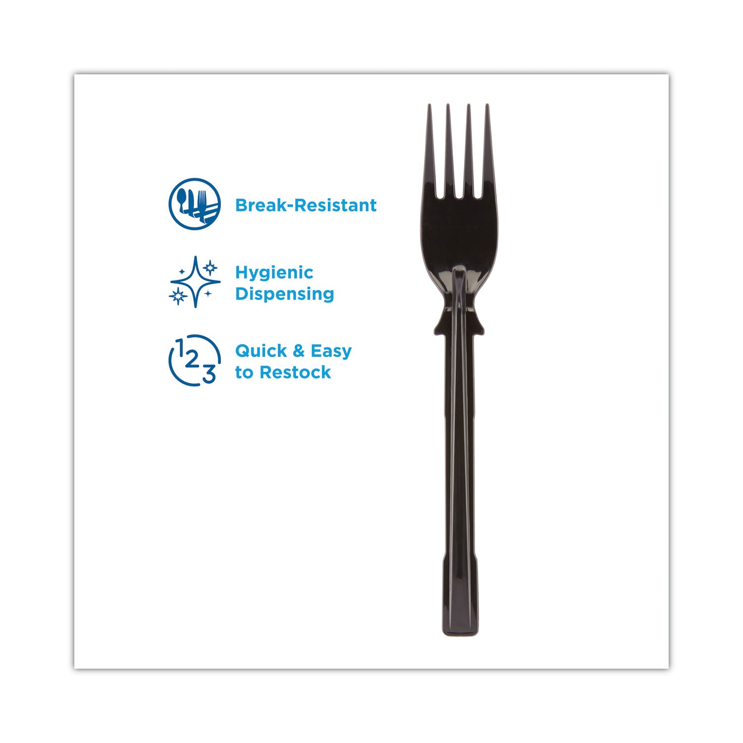 Dixie SmartStock Tri-Tower Dispensing System Cutlery, Forks, Mediumweight, Polypropylene, Black, 40/Pack, 24 Packs/Carton (DUSSPF5)