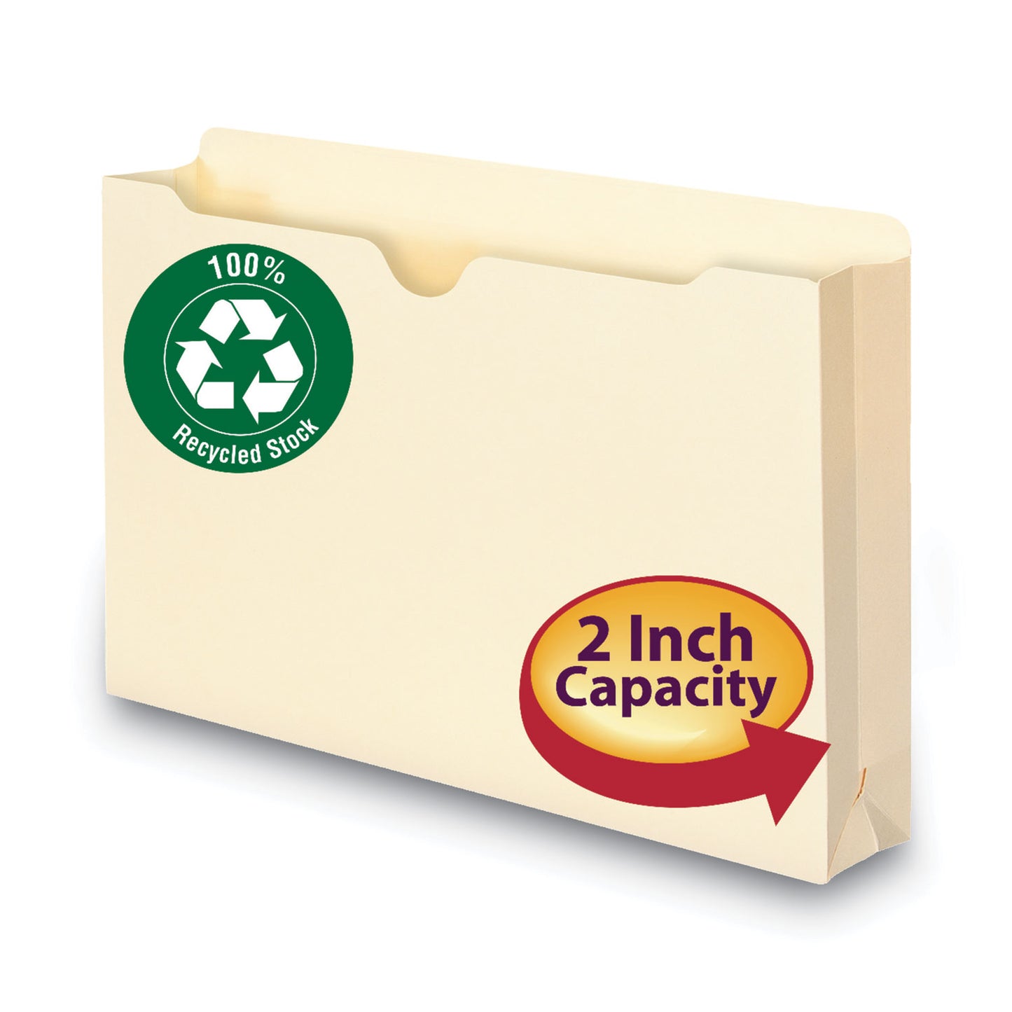 Smead 100% Recycled Top Tab File Jackets, Straight Tab, Legal Size, Manila, 50/Box (75607)