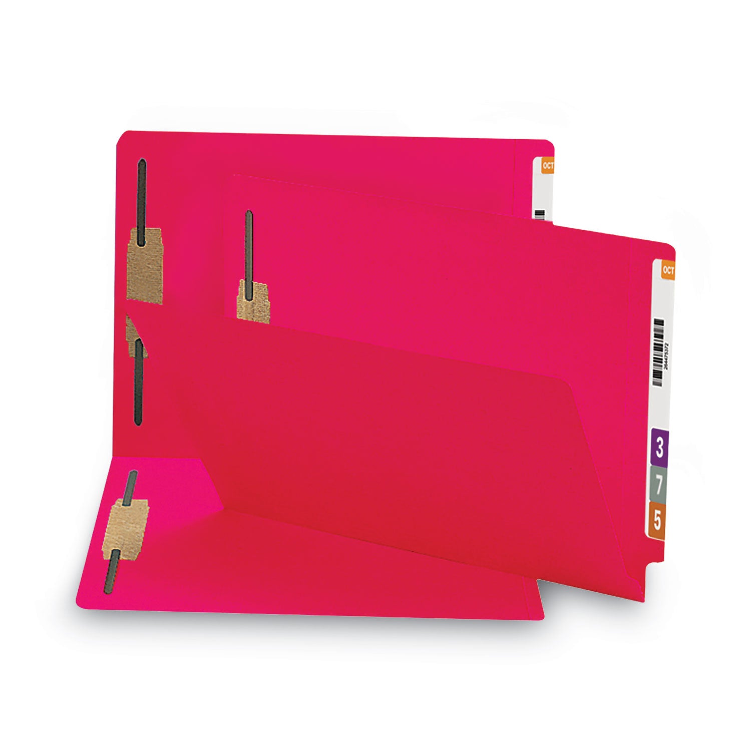 Smead Heavyweight Colored End Tab Fastener Folders, 0.75" Expansion, 2 Fasteners, Legal Size, Red Exterior, 50/Box (28740)