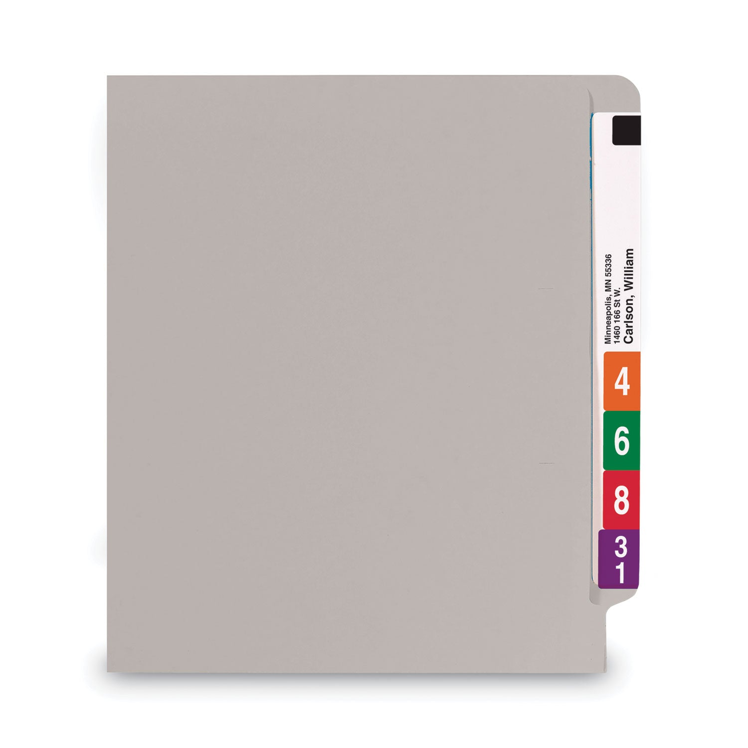 Smead Shelf-Master Reinforced End Tab Colored Folders, Straight Tabs, Letter Size, 0.75" Expansion, Gray, 100/Box (25310)