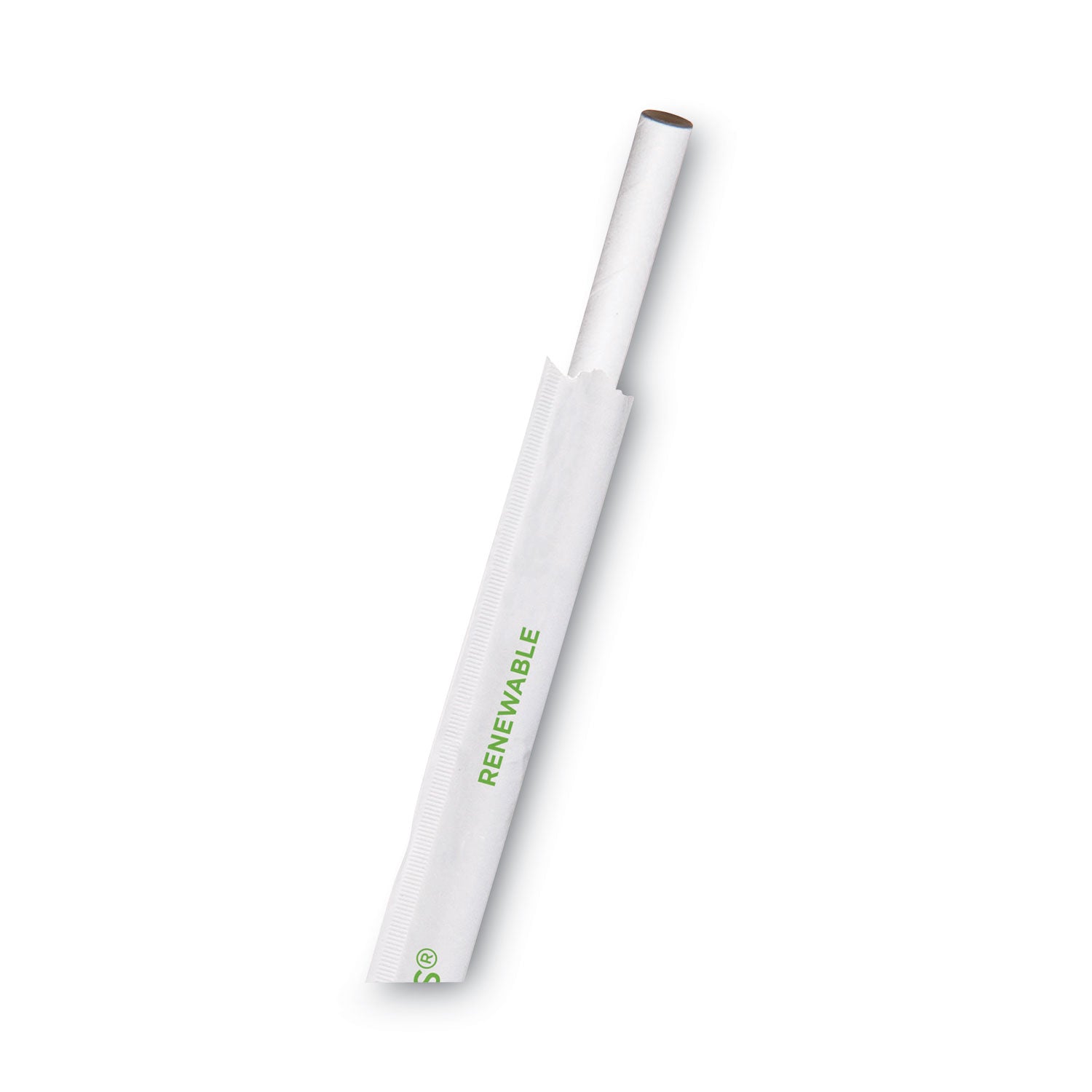 Eco-Products Jumbo Wrapped Paper Straw, 7.75", 6 mm Diameter, White, 3,000/Carton (EPSTP76WHT)