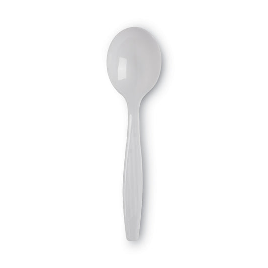 Dixie Plastic Cutlery, Heavyweight Soup Spoons, White, 100/Box (SH207)