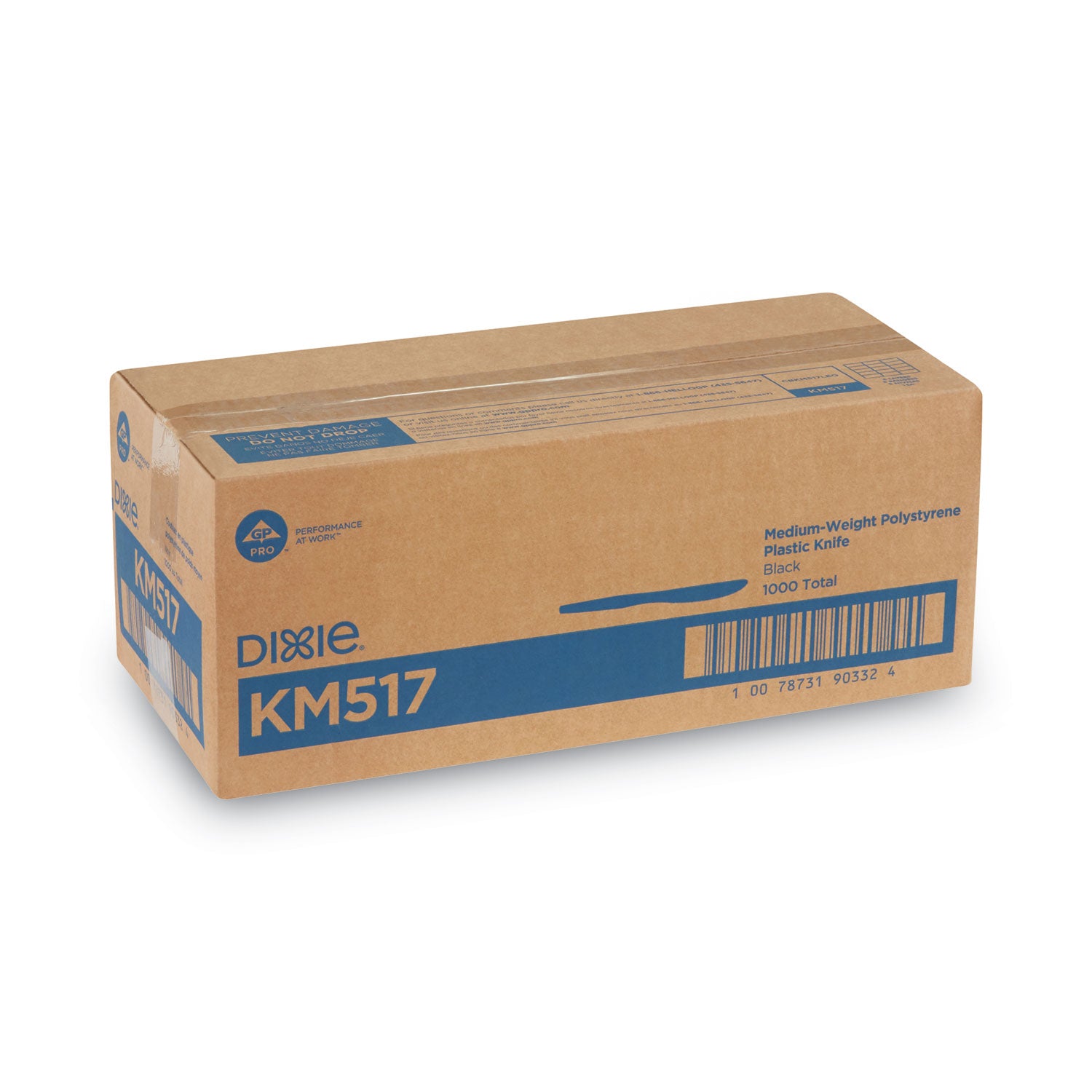 Dixie Plastic Cutlery, Heavy Mediumweight Knives, Black, 1,000/Carton (KM517)