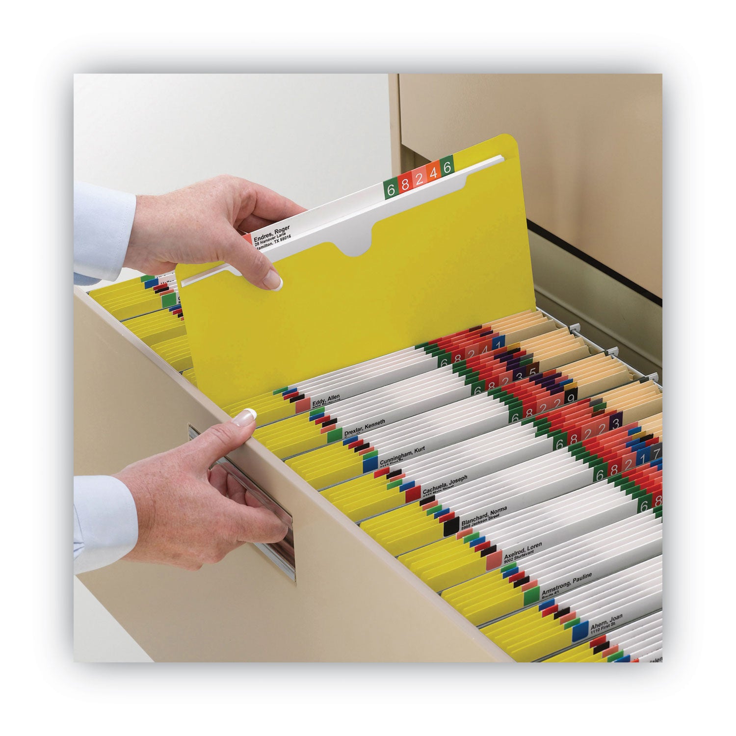 Smead Colored File Jackets with Reinforced Double-Ply Tab, Straight Tab, Letter Size, Yellow, 50/Box (75571)