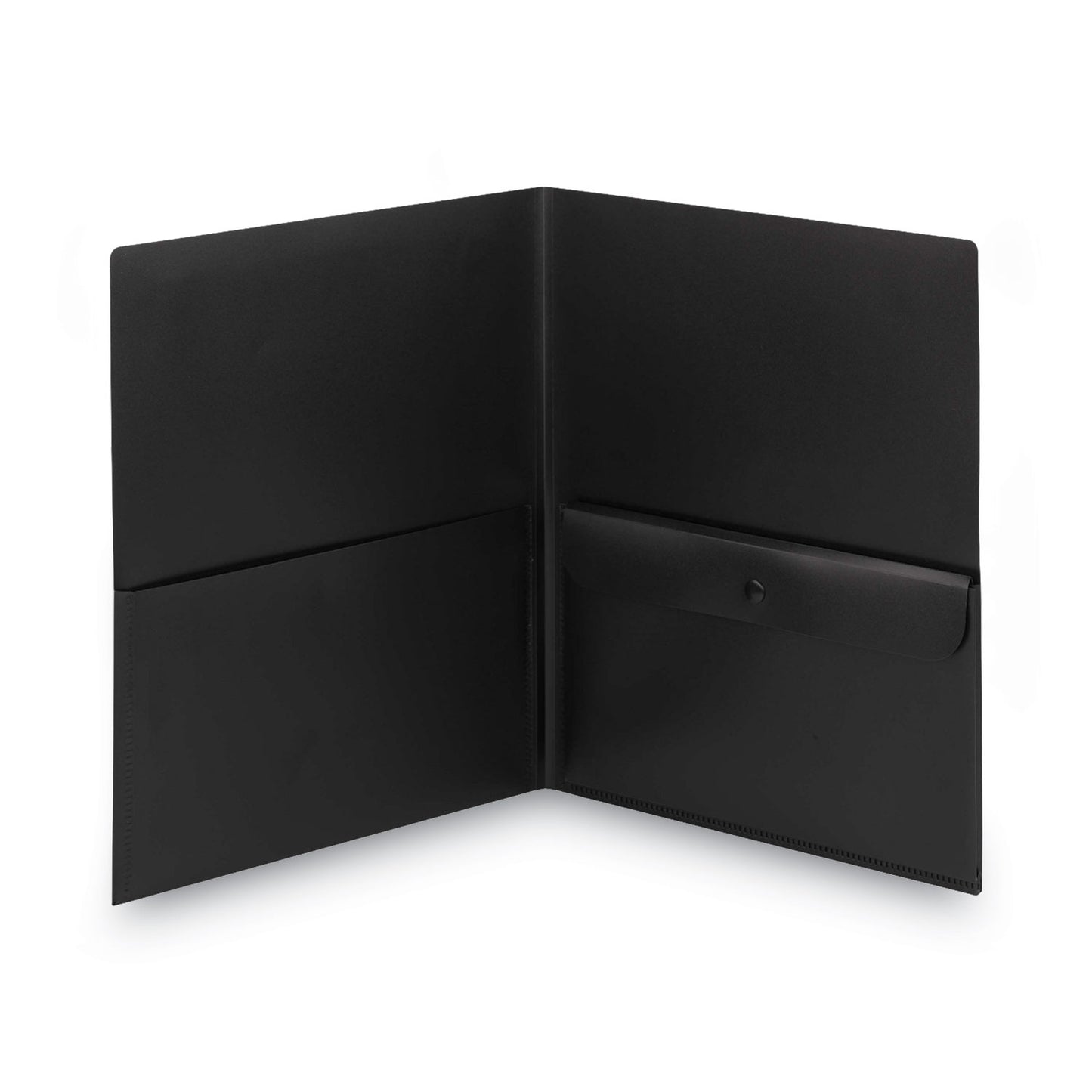 Smead Poly Two-Pocket Folder with Snap Closure Security Pocket, 100-Sheet Capacity, 11 x 8.5, Black, 5/Pack (87700)