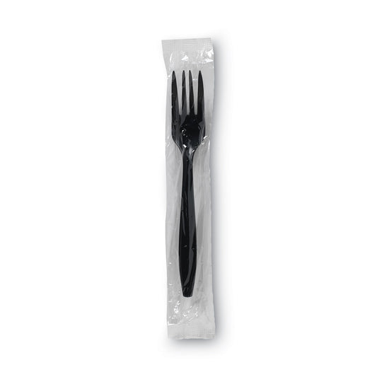 Dixie Individually Wrapped Heavyweight Forks, Polypropylene, Black, 1,000/Carton (PFH53C)