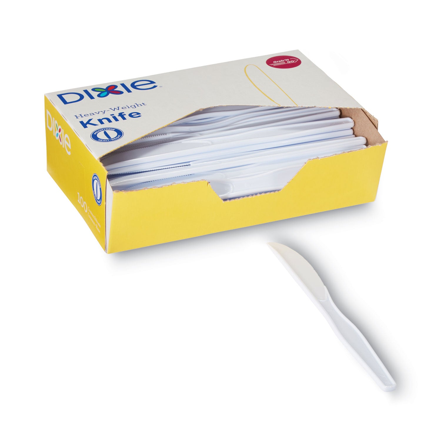 Dixie Plastic Cutlery, Heavyweight Knives, White, 100/Box (KH207)