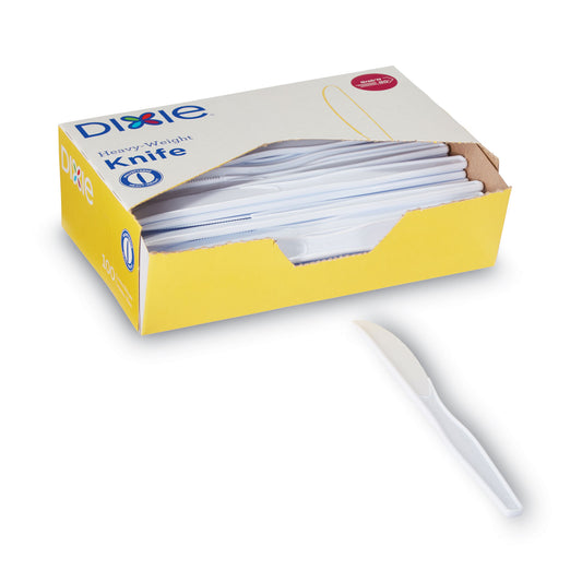 Dixie Plastic Cutlery, Heavyweight Knives, White, 1,000/Carton (KH207CT)