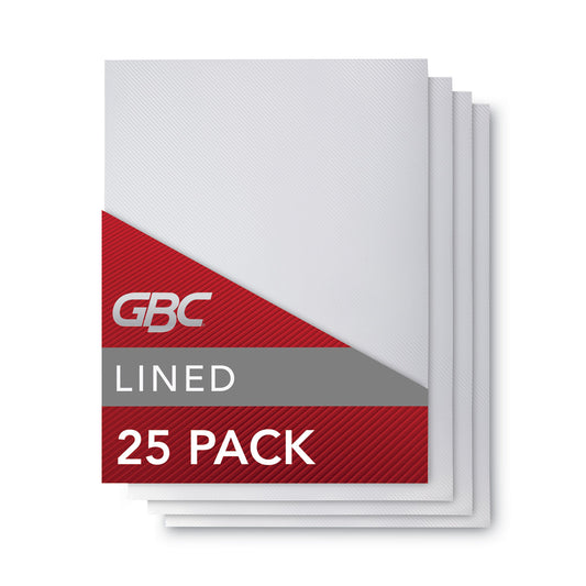 GBC Design View Poly Presentation Covers for Binding Systems, Clear Lined, 11 x 8.5, Unpunched, 25/Pack (2514496)