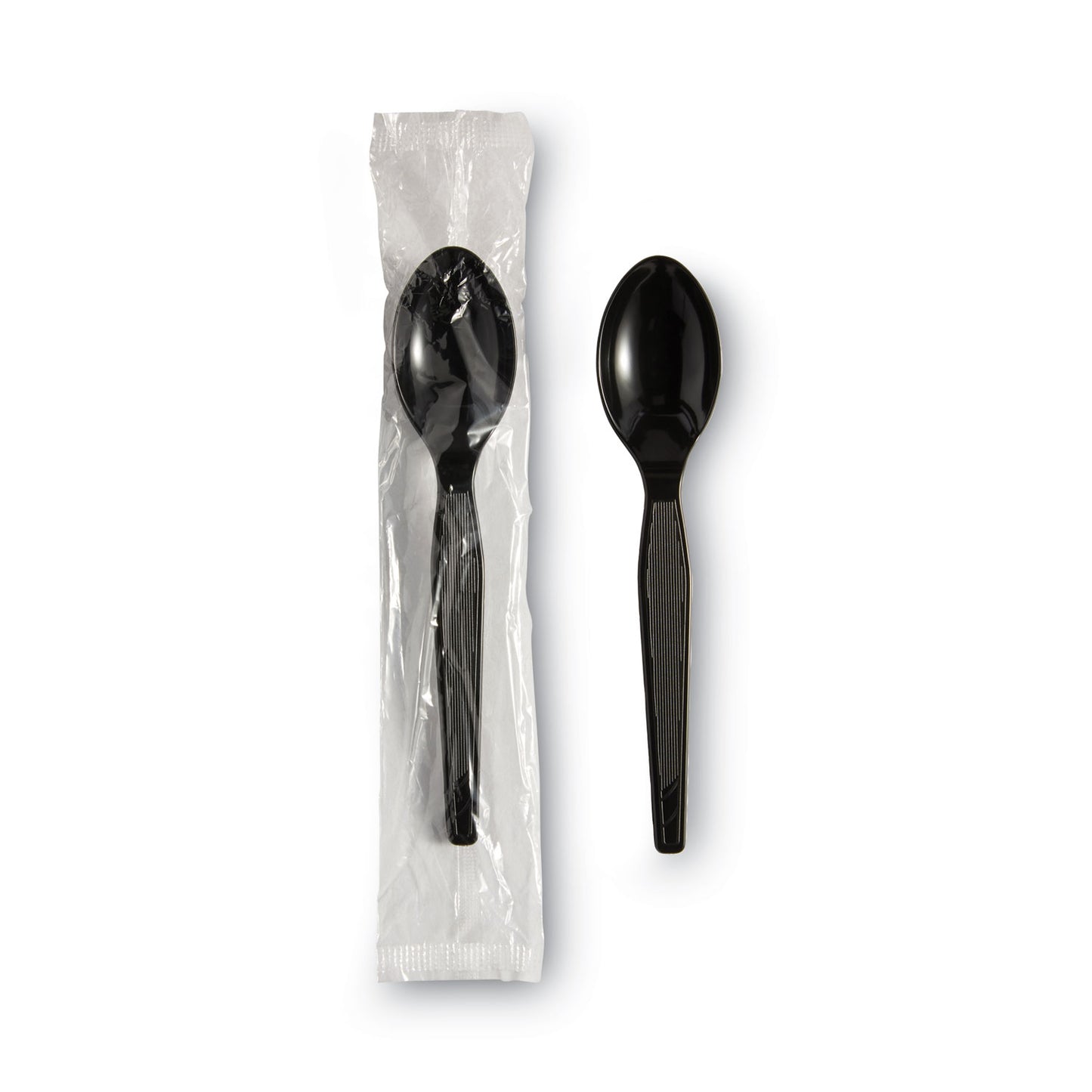 Dixie Individually Wrapped Heavyweight Teaspoons, Polystyrene, Black 1,000/Carton (TH53C7)