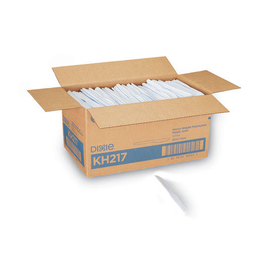 Dixie Plastic Cutlery, Heavyweight Knives, White, 1,000/Carton (KH217)