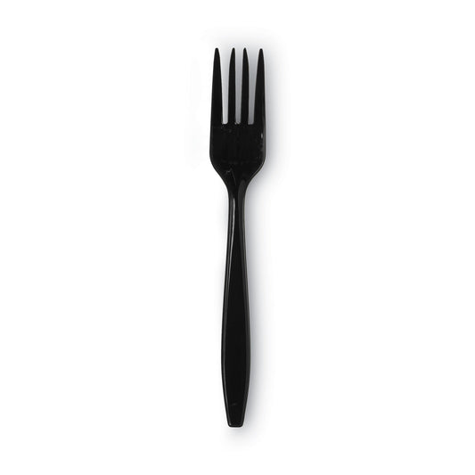 Dixie Individually Wrapped Heavyweight Forks, Polypropylene, Black, 1,000/Carton (PFH53C)