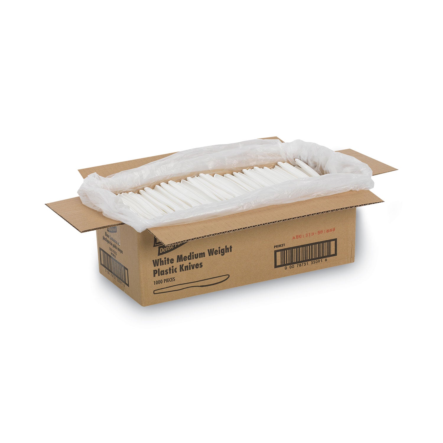 Dixie Plastic Cutlery, Mediumweight Knives, White, 1,000/Carton (PKM21)