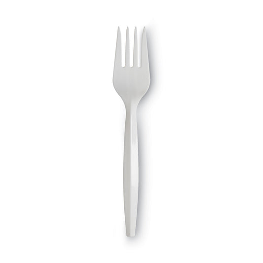 Dixie Plastic Cutlery, Mediumweight Forks, White, 1,000/Carton (PFM21)