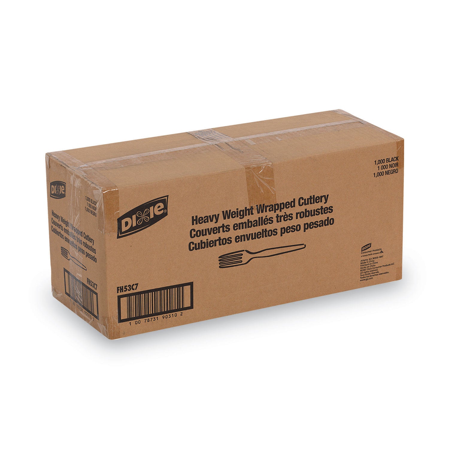 Dixie Individually Wrapped Heavyweight Forks, Polystyrene, Black, 1,000/Carton (FH53C7)