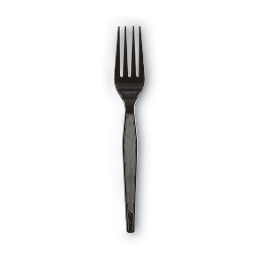 Dixie Plastic Cutlery, Heavyweight Forks, Black, 1,000/Carton (FH517)