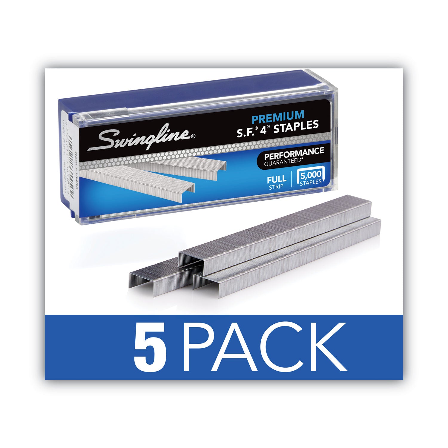 Swingline S.F. 4 Premium Staples, 0.25" Leg, 0.5" Crown, Silver, 5,000/Box, 5 Boxes/Pack (35481)