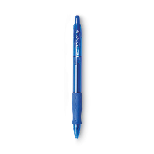 BIC GLIDE Bold Ballpoint Pen, Retractable, Bold 1.6 mm, Blue Ink, Translucent Blue Barrel, Dozen (VLGB11BE)