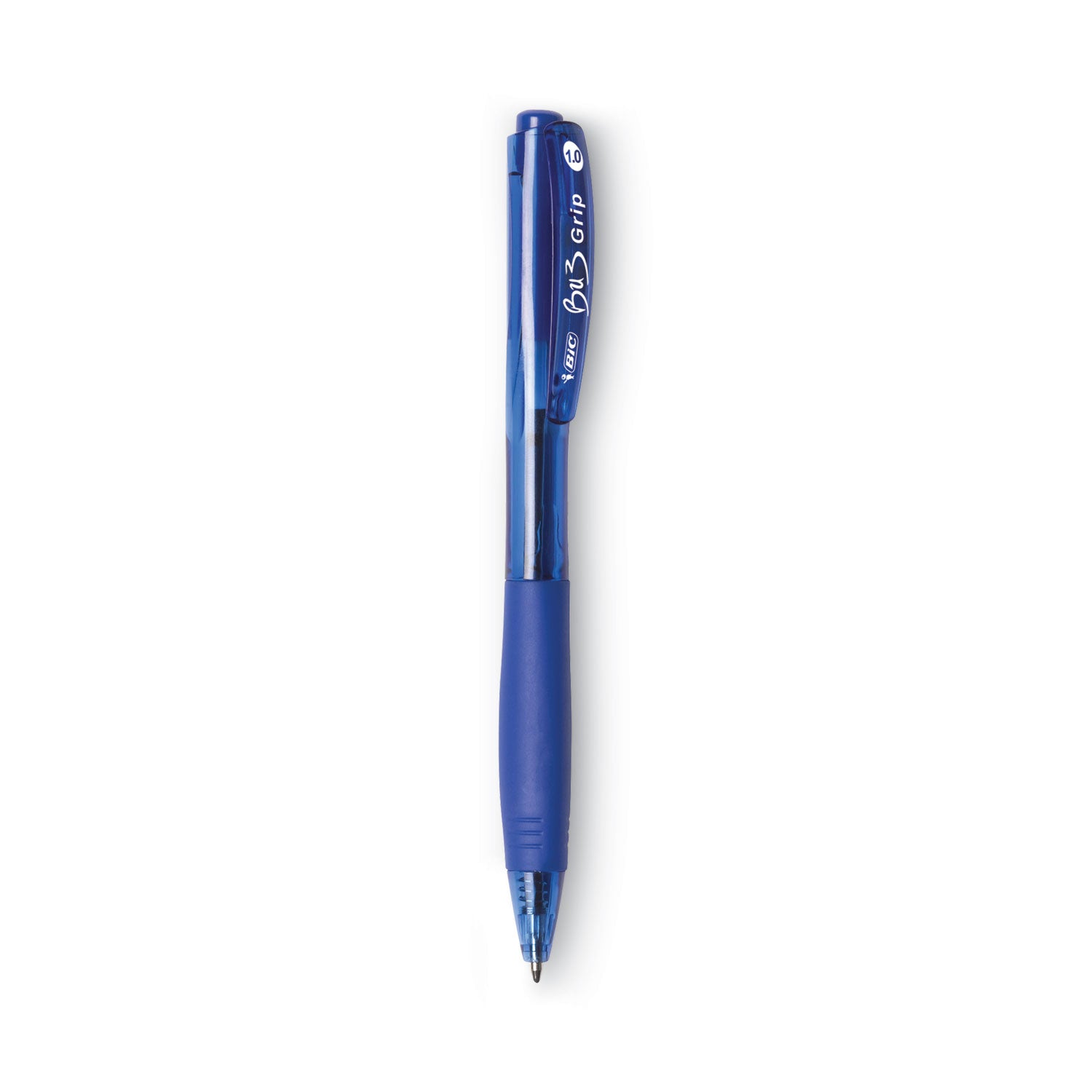 BIC BU3 Ballpoint Pen, Retractable, Bold 1 mm, Blue Ink, Translucent Blue/Blue Barrel, Dozen (BU311BE)