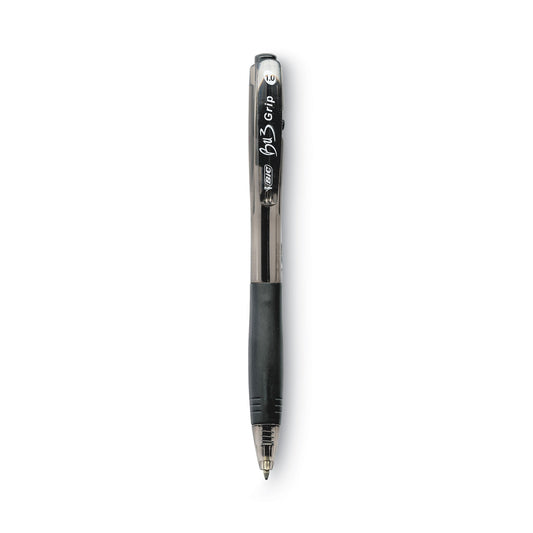 BIC BU3 Ballpoint Pen, Retractable, Bold 1 mm, Black Ink, Smoke/Black Barrel, Dozen (BU311BK)