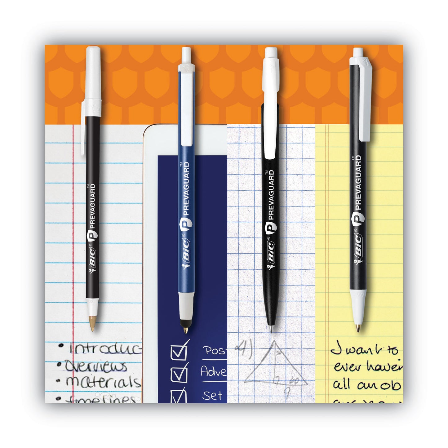 BIC PrevaGuard Ballpoint Pen, Retractable, Medium 1 mm, Black Ink, Black Barrel (CSA11BK)