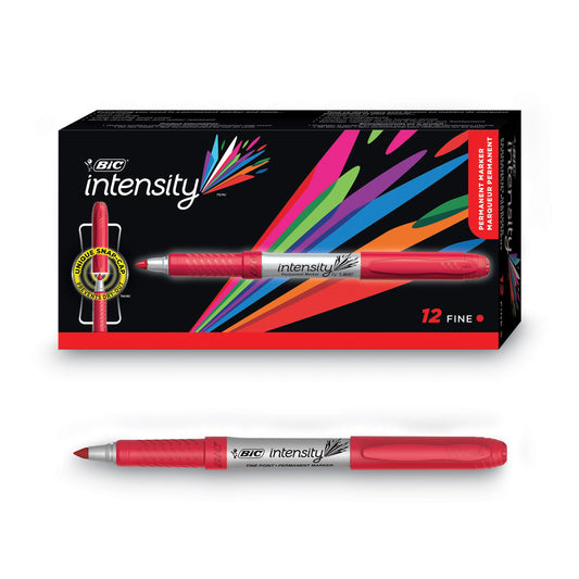 BIC Intensity Fine Tip Permanent Marker, Fine Bullet Tip, Rambunctious Red, Dozen (GPM11RD)