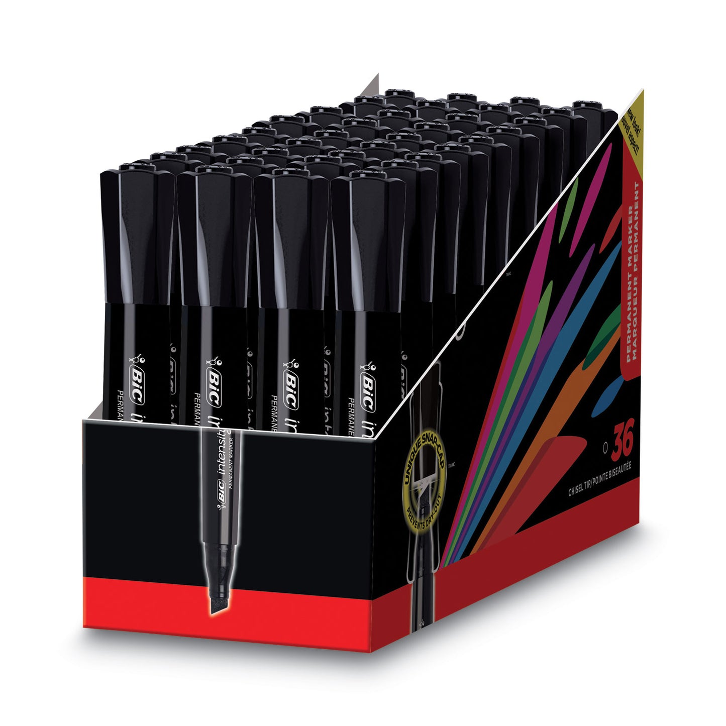 BIC Intensity Chisel Tip Permanent Marker Value Pack, Broad Chisel Tip, Black, 36/Pack (GPMM36BK)