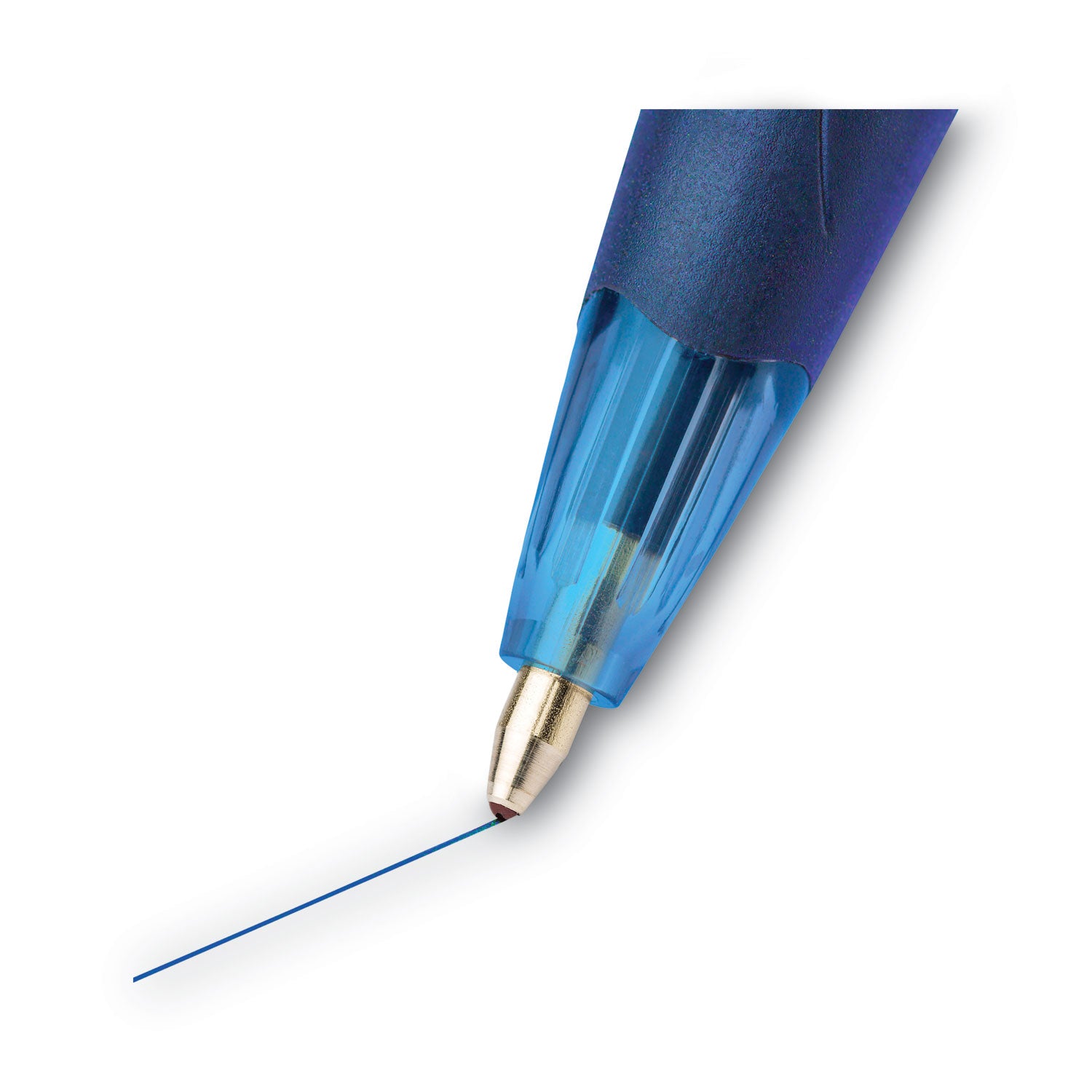 BIC GLIDE Ballpoint Pen, Retractable, Medium 1 mm, Blue Ink, Translucent Blue/Blue Barrel, Dozen (VCG11BE)