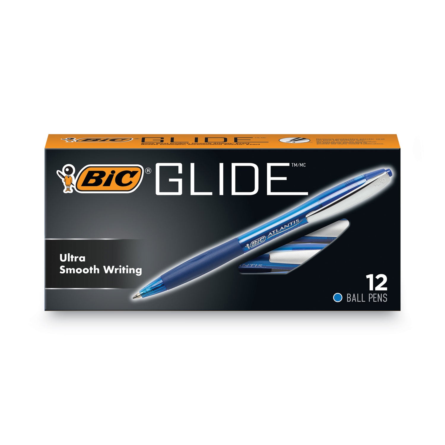 BIC GLIDE Ballpoint Pen, Retractable, Medium 1 mm, Blue Ink, Translucent Blue/Blue Barrel, Dozen (VCG11BE)