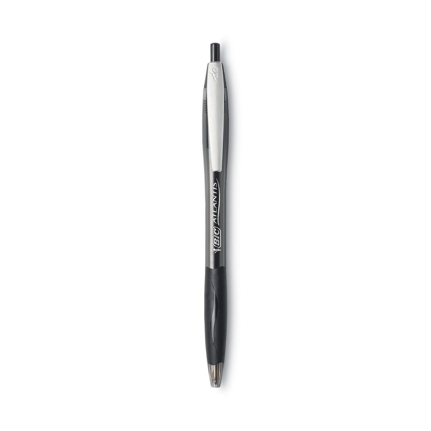 BIC GLIDE Ballpoint Pen, Retractable, Medium 1 mm, Black Ink, Smoke/Black Barrel, Dozen (VCG11BK)