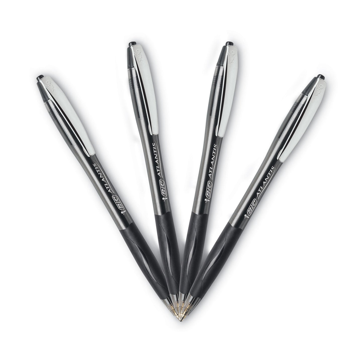 BIC GLIDE Ballpoint Pen, Retractable, Medium 1 mm, Black Ink, Smoke/Black Barrel, Dozen (VCG11BK)