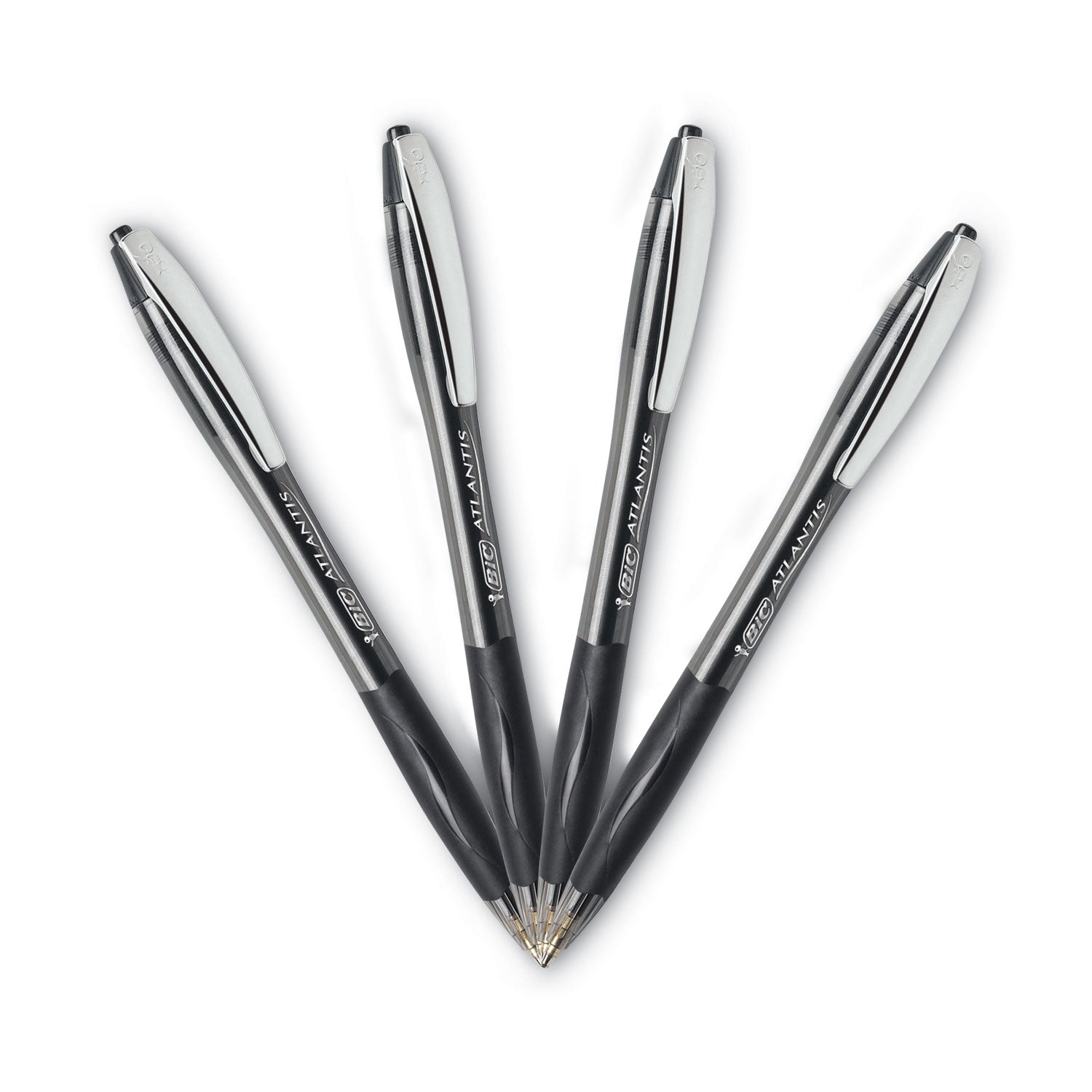 BIC GLIDE Ballpoint Pen, Retractable, Medium 1 mm, Black Ink, Smoke/Black Barrel, Dozen (VCG11BK)