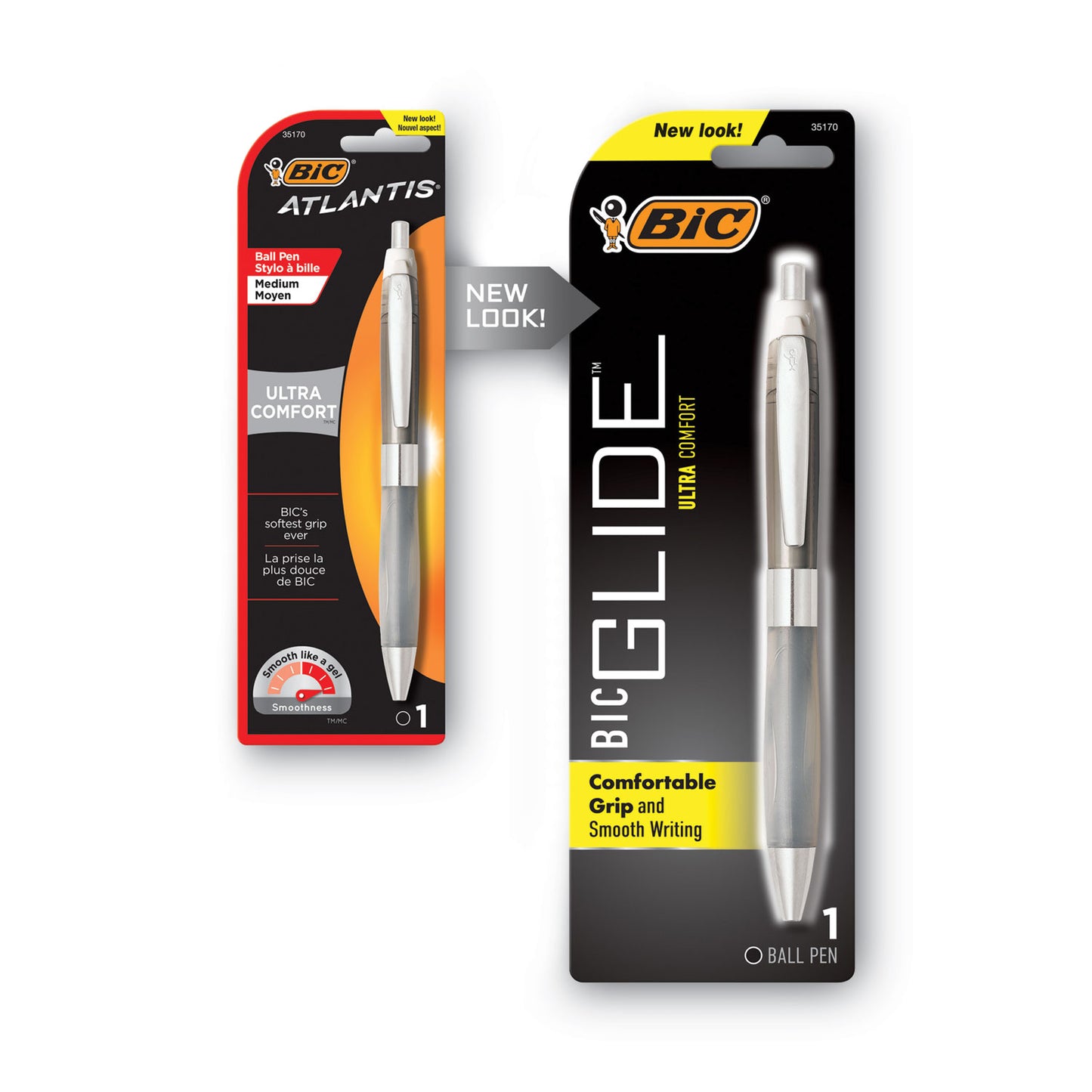 BIC GLIDE Ultra Comfort Ballpoint Pen, Retractable, Medium 1 mm, Black Ink, Randomly Assorted Barrel Colors (VCGUP11XBK)