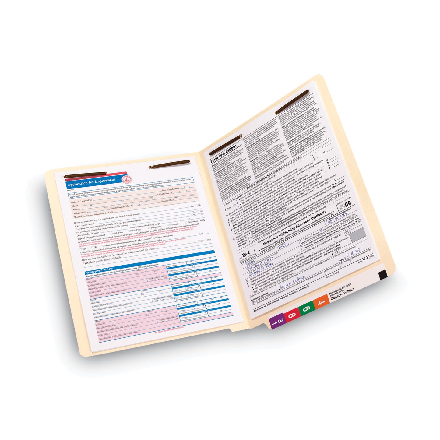 Smead End Tab Fastener Folders with Reinforced Straight Tabs, 14-pt Manila, 2 Fasteners, Letter Size, Manila Exterior, 50/Box (34215)
