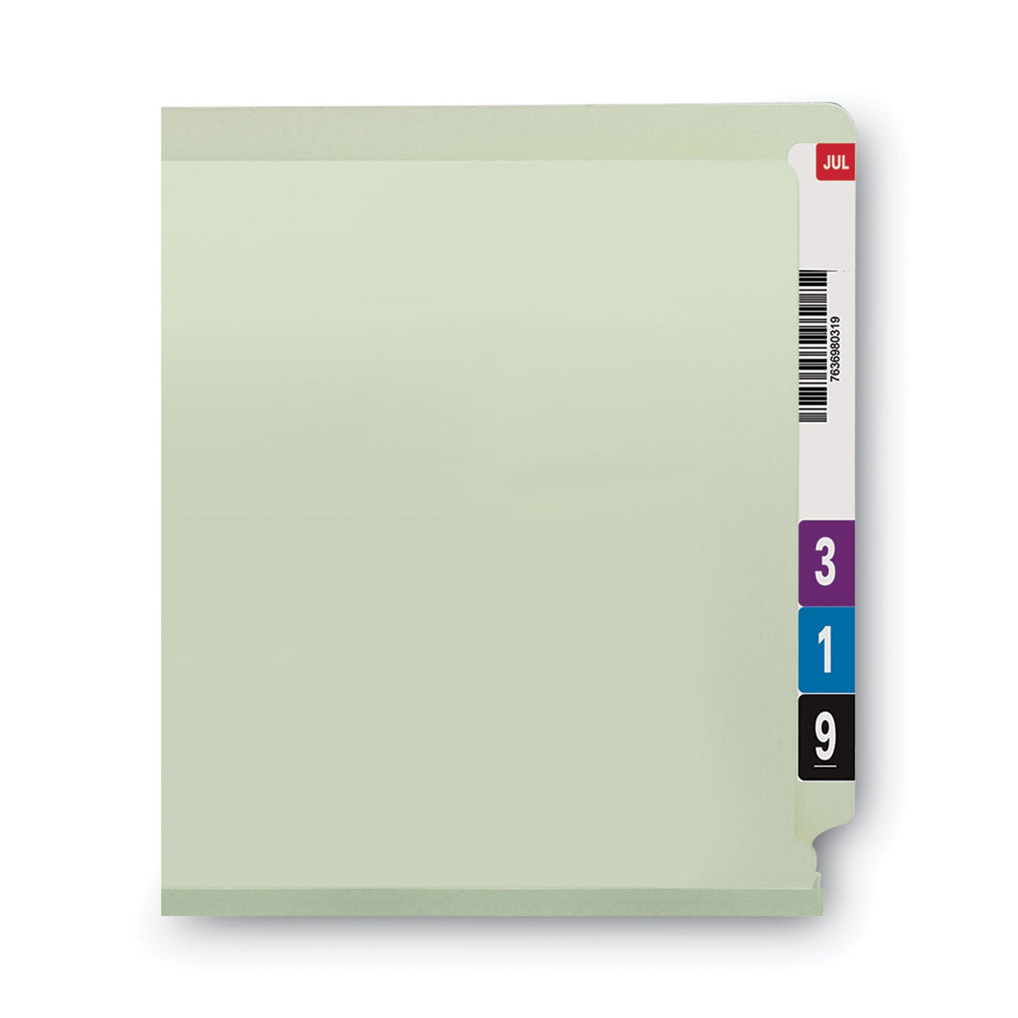 Smead End Tab Pressboard Classification Folders, Two SafeSHIELD Coated Fasteners, 3" Expansion, Letter Size, Gray-Green, 25/Box (34725)