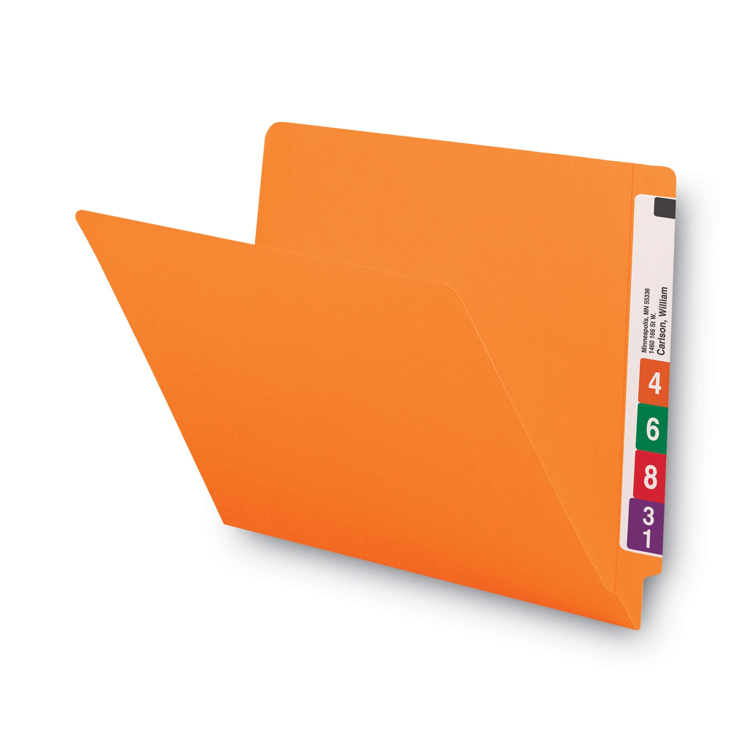 Smead Shelf-Master Reinforced End Tab Colored Folders, Straight Tabs, Letter Size, 0.75" Expansion, Orange, 100/Box (25510)