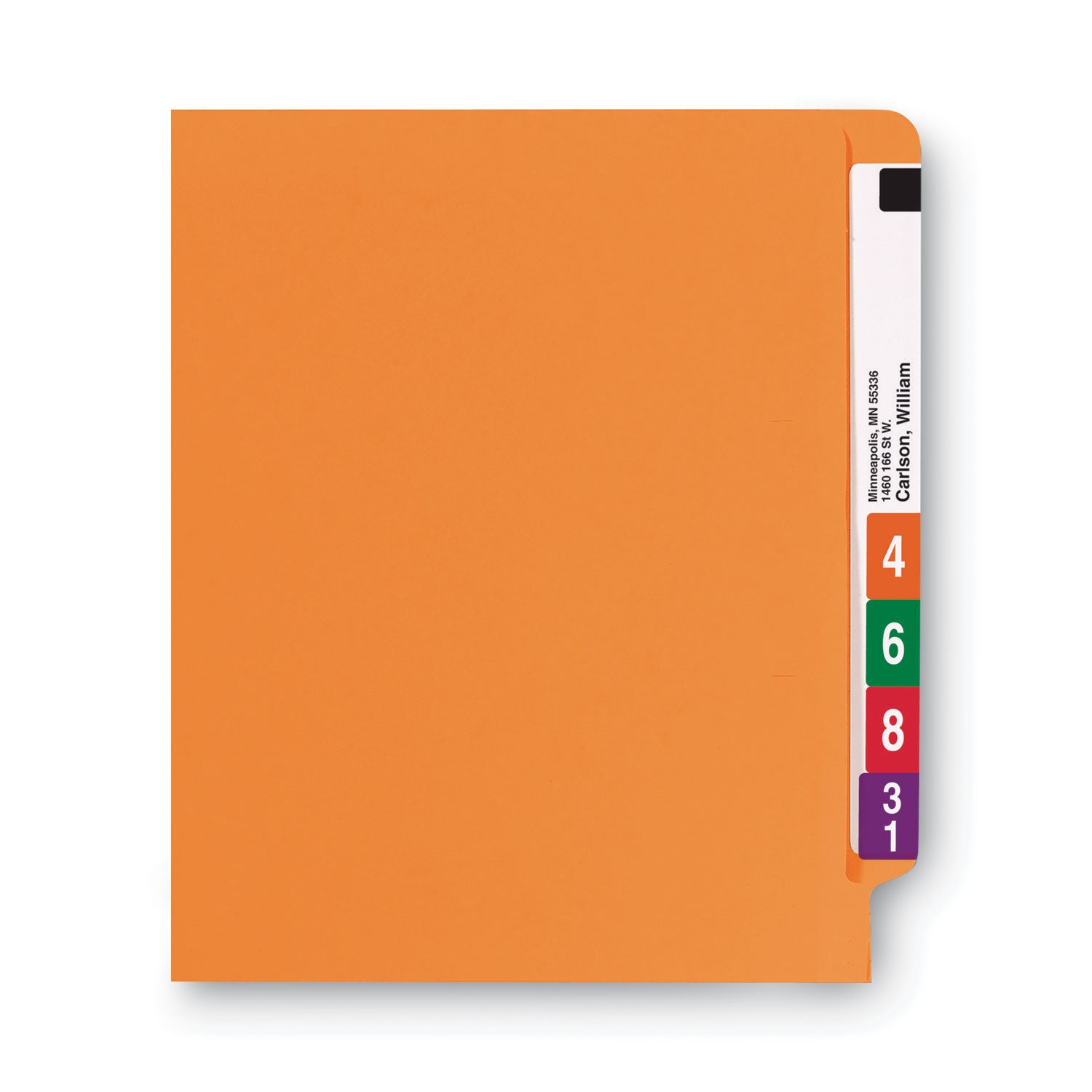 Smead Shelf-Master Reinforced End Tab Colored Folders, Straight Tabs, Letter Size, 0.75" Expansion, Orange, 100/Box (25510)