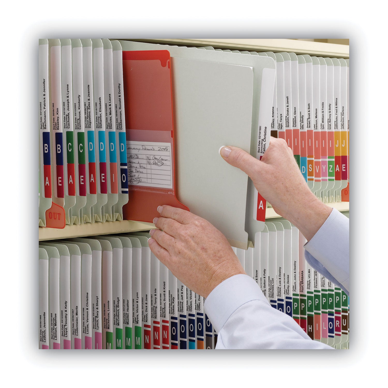 Smead End Tab Pressboard Classification Folders, Two SafeSHIELD Coated Fasteners, 1" Expansion, Legal Size, Gray-Green, 25/Box (37705)