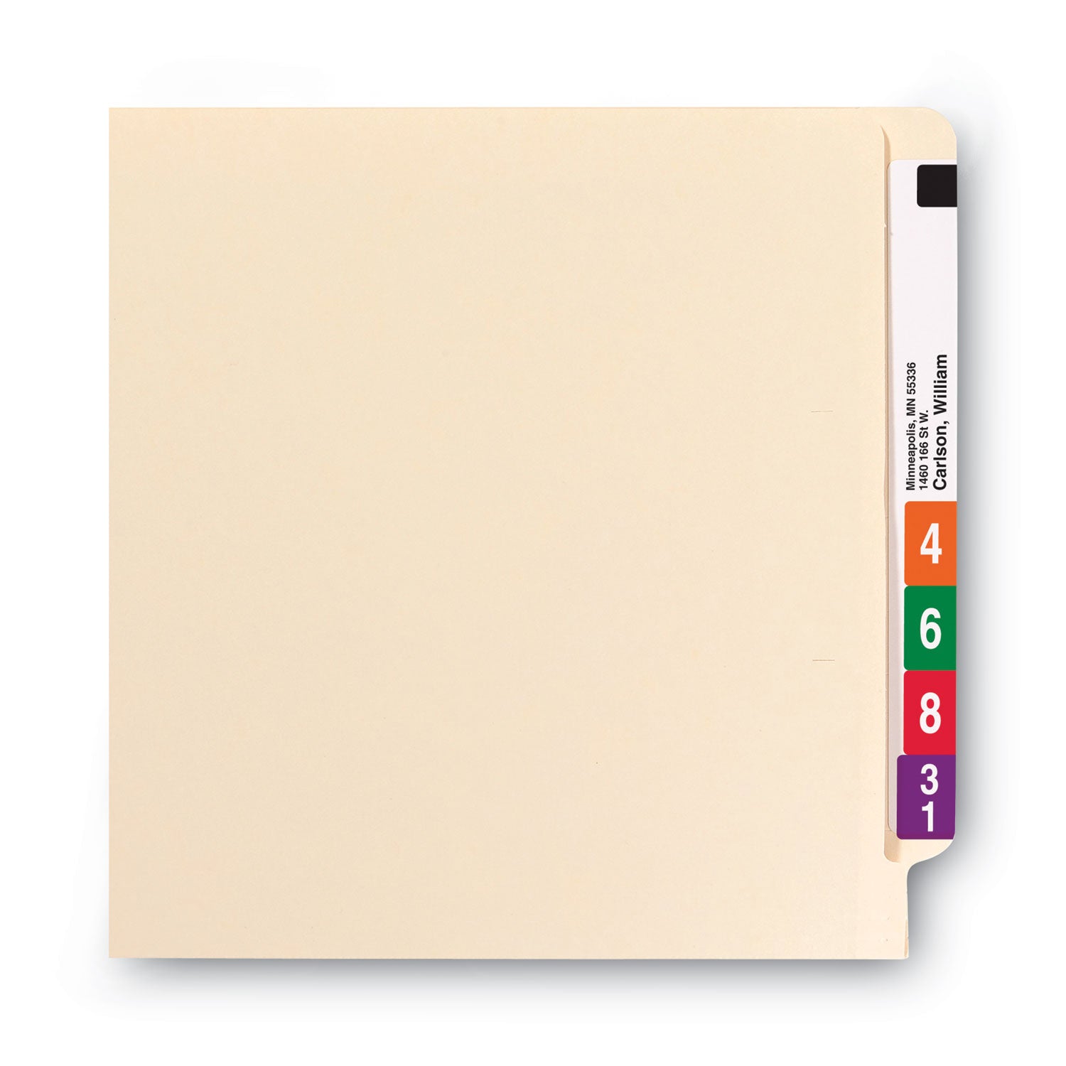 Smead Reinforced End Tab Fastener Folders, Antimicrobial Protection, 0.75" Expansion, 2 Fasteners, Letter Size, Manila, 50/Box (34116)