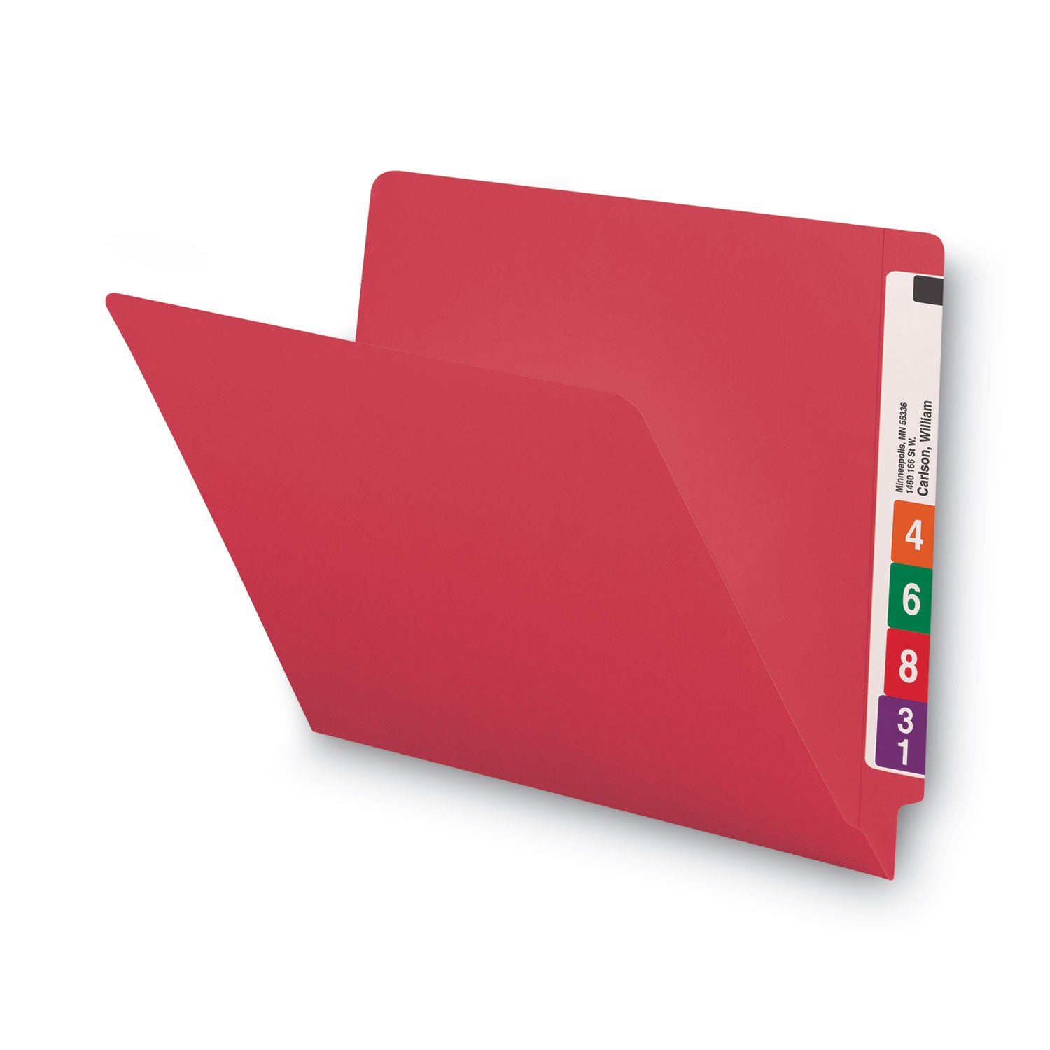 Smead Shelf-Master Reinforced End Tab Colored Folders, Straight Tabs, Letter Size, 0.75" Expansion, Red, 100/Box (25710)